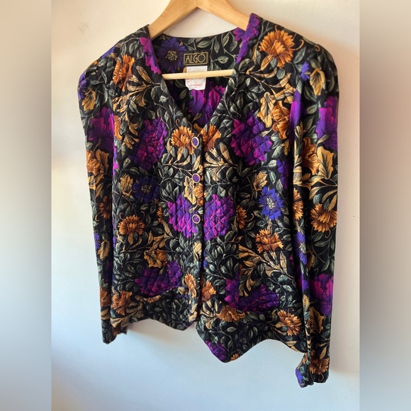 Algo Vintage Quilted Floral Blazer 13/14 - Picture 8 of 8